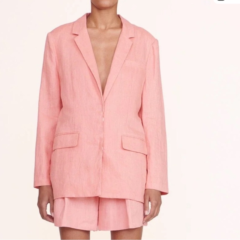 STAUD Pink Linen Blazer